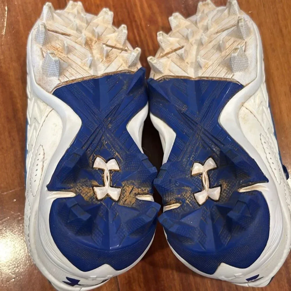 Under Armour BSBL Kids Baseball Cleats – Size 9K – White/Blue